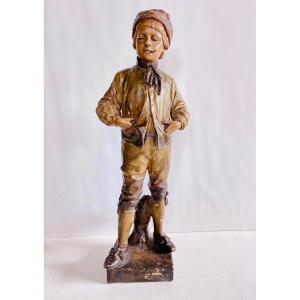 Garçonnet à La Paille. Sculpteur Cherc. éditeur Goldscheider